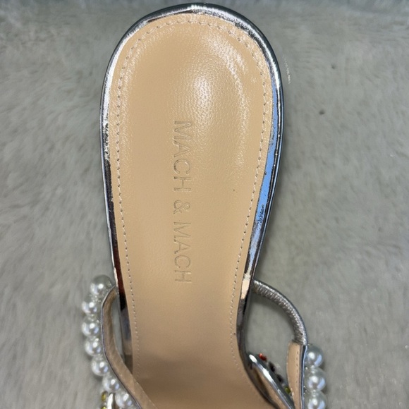 MACH & MACH Silver and Pearl Embellished Heels - Picture 3 of 11